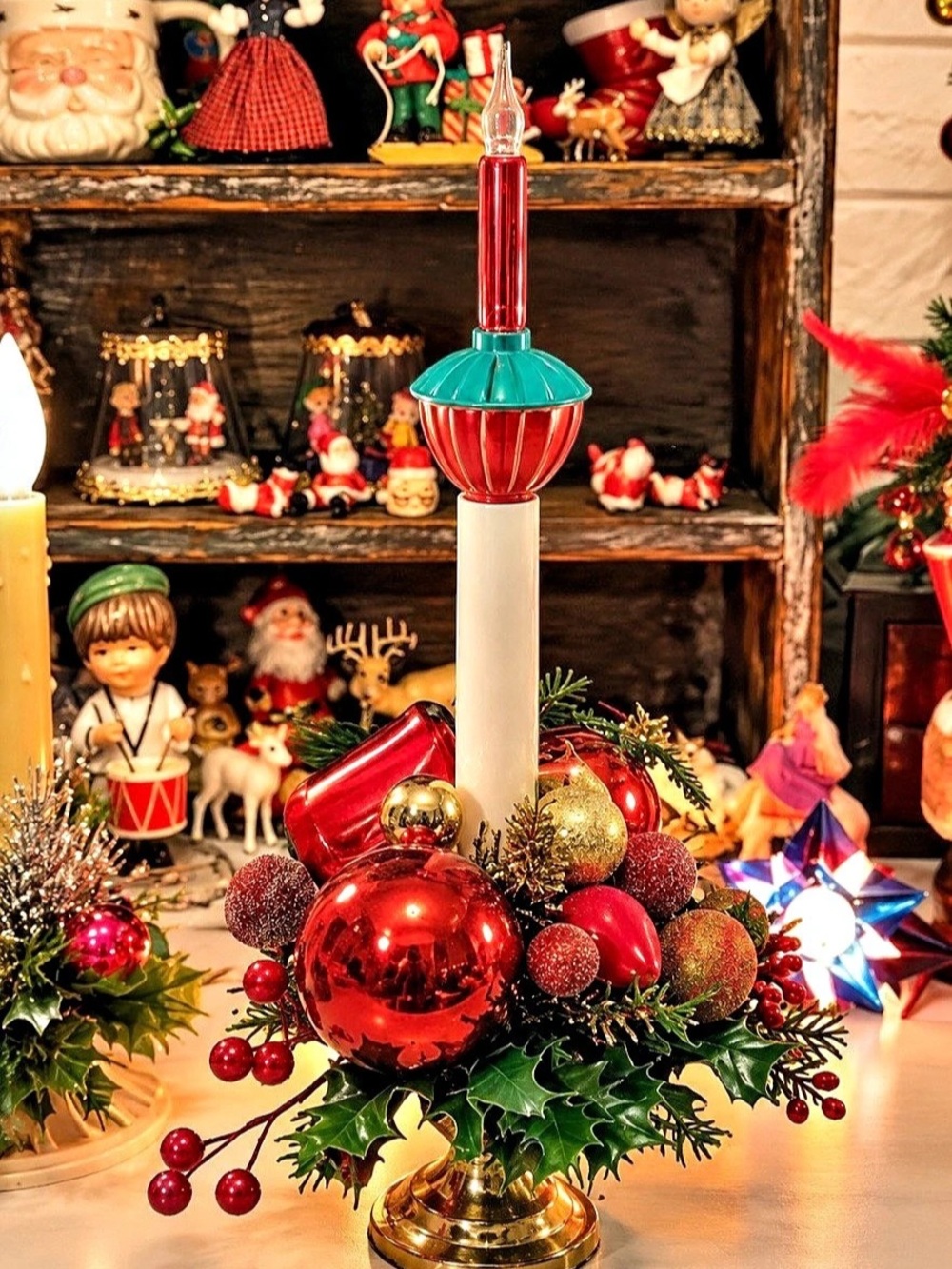 Vintage Christmas Bubble light Candolier Decor in Red & Green